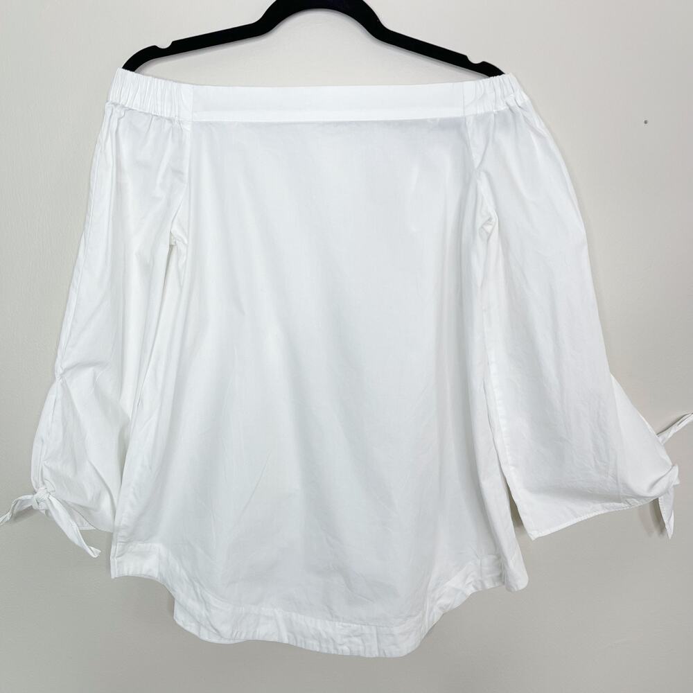 Free People XSmall XS White Show Some Shoulder Top Blouse Tie Sleeve Cotton